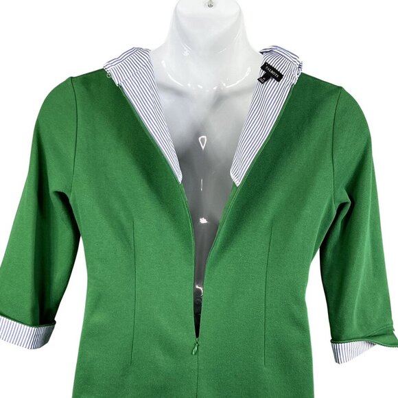 Talbots Womens M Green Stripe Collared Polo Pique Dress Pockets Academia Preppy - Picture 8 of 16